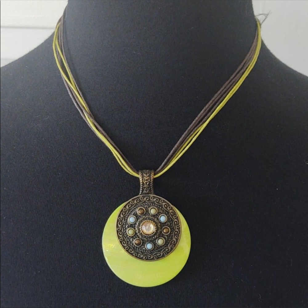 COPY - Spring Green Corded Pendant Necklace